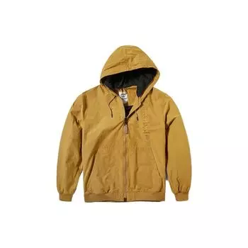 Timberland Однотонная парусиновая куртка с тисненым логотипом на молнии с капюшоном Мужские куртки цвета хаки A22UU-P47 XL