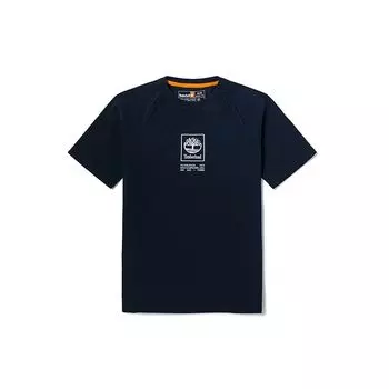 Timberland Однотонная повседневная футболка с вышитым логотипом, круглым вырезом и коротким рукавом, мужские топы, темно-сапфирово-синие A2DVY-433 XL