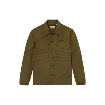 Timberland Однотонная рубашка с передним карманом, комбинированная, водоотталкивающая, свободного кроя, повседневная, с длинным рукавом, мужская, темно-оливково-зеленая A2NFJ-302 M
