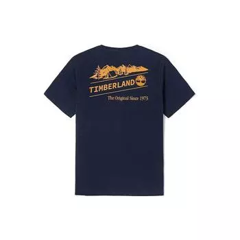 Timberland Повседневная дышащая футболка с коротким рукавом с принтом для мужчин, темно-сапфирово-синяя A61HH-433 XS