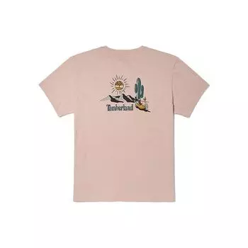 Timberland Повседневная футболка с круглым вырезом и коротким рукавом с принтом на спине и принтом «Пустыня», унисекс, светло-розовая A6CHE-662 L