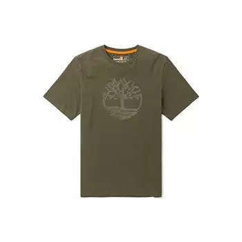 Timberland Повседневная футболка с принтом логотипа дерева и круглым вырезом, трикотажная, с коротким рукавом, мужские топы, армейско-зеленый цвет A2DKY-A58 XXL