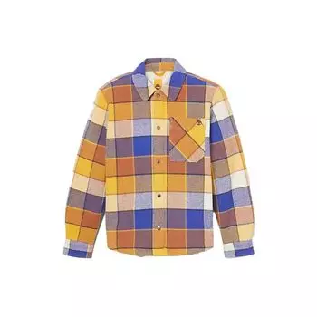 Timberland Рубашка из органического хлопка с флисовой подкладкой, клетчатый воротник, длинный рукав, мужские рубашки, желтый A6G5S-DY1 L