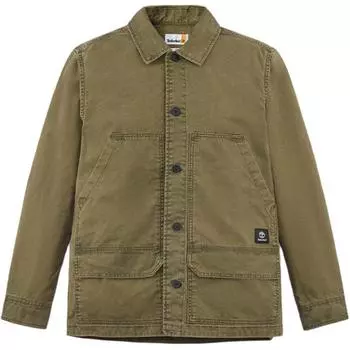 Timberland Simple Brand Logo Loose Outdoor Work Casual Long Sleeve Shirt Men shirts Dark-Olive-Green A44SB-302 S