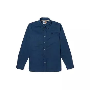 Timberland Solid Color Casual Comfortable Breathable Polo Long Sleeve Shirt Men shirts Deep-Indigo A24WR-288 M