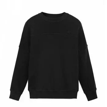 Timberland Solid Color Embroidered Letter Crew Neck Long Sleeve Sweatshirt Men sweatshirt Black A69ZU001 M