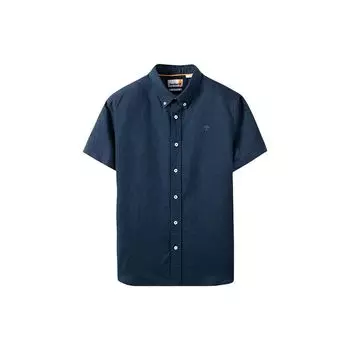 Timberland Solid Color Outdoor Casual Slim Fit Breathable Short Sleeve Shirt Men shirts Deep-Sapphire-Blue A24WG-433 S