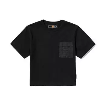 Timberland Solid Color Single Pocket Logo Embroidered Round Neck Short Sleeve T-Shirt Women Tops Black A6AAS-001 XS