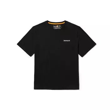 Timberland Solid Logo Outdoor Comfortable Breathable Woven Crew Neck Short Sleeve T-Shirt Unisex Tops Black A6Q99-001 L