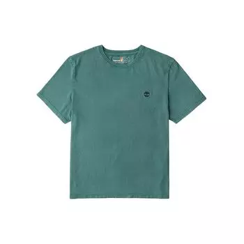 Timberland Ss24 Solid Logo Short Outdoor Casual Breathable Short Sleeve T-Shirt Men Tops Blue-Green A2PW3-CL6 XS
