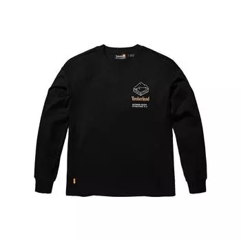 Timberland Свитшот с круглым вырезом и принтом логотипа, длинный рукав, женская толстовка, черный цвет A6AFS-001 S