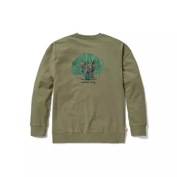 Timberland Сзади принт логотипа дерева свободный флисовый свитшот с круглым вырезом унисекс свитшот Cassel-Green A6BDT-590 XL