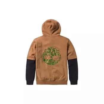 Timberland Сзади вышитый логотип дерева, искусственная толстовка из двух частей, унисекс, коричневые толстовки A2R6P-254 M