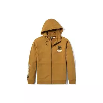 Timberland Толстовка мужская с длинным рукавом и застежкой-молнией, с принтом логотипа бренда, бежевая A24NN-P47 S