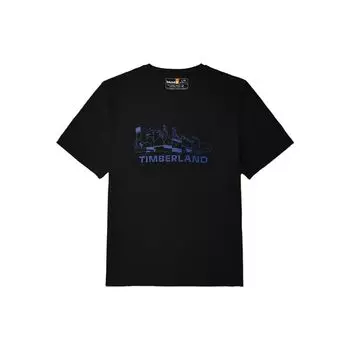 Timberland Удобная повседневная футболка с круглым вырезом и коротким рукавом с принтом в виде букв, унисекс, черный цвет A27YF-001 S