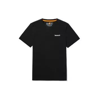 Timberland Вышитый логотип Повседневная футболка унисекс с круглым вырезом и коротким рукавом Черный A26S7-001 XS
