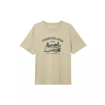 Timberland Живописный принт для походов на открытом воздухе, повседневная свободная модная простая дышащая футболка с круглым вырезом и коротким рукавом, мужские топы грязно-серого цвета A2QQMDH4 XL