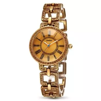 Time100 Women s Watch Faceted Diamond Crystal Classic Roman Alphabet Seashell Dial Diamond W50220L