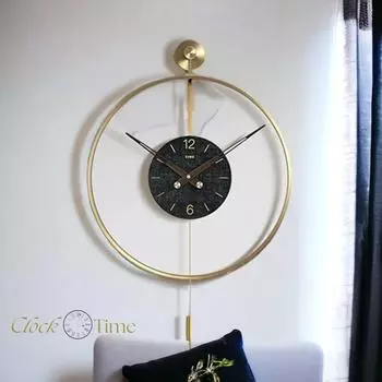 Timelles 60 см, золотые и черные, из настоящего стекла, современные декоративные металлические настенные часы с маятником, 60x80 см