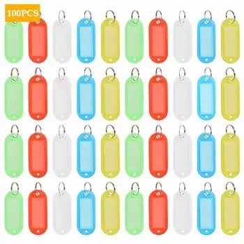 TIMESETL Брелок с именем Бирка для ключей Пластиковый набор из 100 штук 5 цветов Бирка для ключей