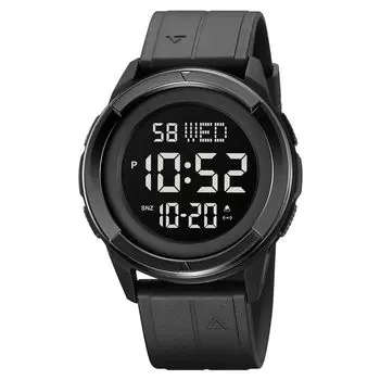 Timever Men s Digital Watch Waterproof LED Stopwatch Alarm Countdown Dual Time (Black)