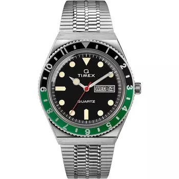 Timex 38 mm Q Timex BlackGreen SilverBlackSilver One Size