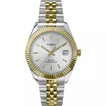 [Timex] Часы Legacy с белым циферблатом, кварцевые, водонепроницаемые, 5 АТМ, минеральное стекло, 33,5 мм, TW2W49700, женские, серебро x золото [Товар]
