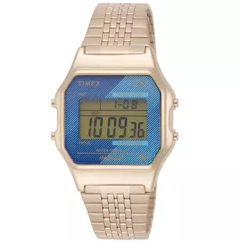 [TIMEX] Часы Timex80 с синим циферблатом, латунные, кварцевые, кварцевые, 30 мм, американские часы TW2V19600, золотые
