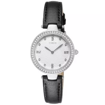 [TIMEX] Часы Timex Adoon Серебряный циферблат Латунь Минеральное стекло Кварцевый японский механизм 32MM Американские часы TW2V45200 Женские черные