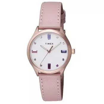 [TIMEX] Часы Timex Easy Reader с кристальным циферблатом, белый циферблат, латунный кварцевый механизм, кварцевые часы 32 мм, TW2V76400, розовые