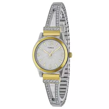 [TIMEX] Часы Timex Main Street цвета слоновой кости, нержавеющая сталь, минеральное стекло, кварцевые, филиппинский бренд TW2W18800, женские, серебристые