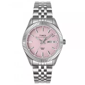 [TIMEX] Часы Timex Waterbury Legacy Japan Limited, розовый циферблат, нержавеющая сталь, минеральное стекло, кварц, 36 мм, Америка, часы TW2V66600, серебристый