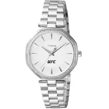 [TIMEX] Часы UFC Jewel с белым циферблатом, кварцевые, водонепроницаемые, 5 АТМ, минеральное стекло, 36,5 мм, TW2V83200, мужские, серебристые