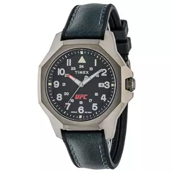 [TIMEX] Часы UFC Reveal с синим циферблатом, кварцевые, водонепроницаемые, 100 м, минеральное стекло, 41 мм, TW2V85700, мужские, черные