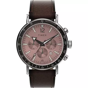 [TIMEX] Часы Waterbury Standard Chrono, серый циферблат, латунь, минеральное стекло, кварцевые часы, бренд TW2W47300, мужские, черные