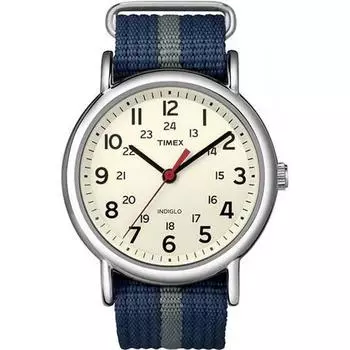 [TIMEX] Часы Weekender с белым циферблатом, латунным минеральным стеклом, кварцевым механизмом, 38 мм, America T2N654 Multi