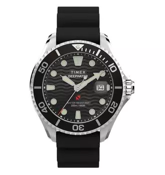 TIMEX Deepwater Watch Quartz 200M Water Sapphire Black Stainless Steel Men s TW2W81600, Movement, Resistance, Crystal, Dial, [Used]