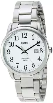 Timex Men s Easy Reader Stainless Steel Bracelet Watch Silver-Tone/White