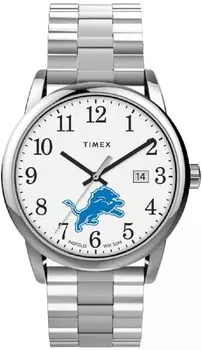 Timex Men s EasyReader 38mm Watch - Detroit Lions Stainless Steel Modern with Extended Band, Stainless Steel, Modern