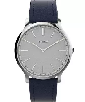 Timex Men s Gallery 40mm Watch, Blue/White/Silver Tone. , strap