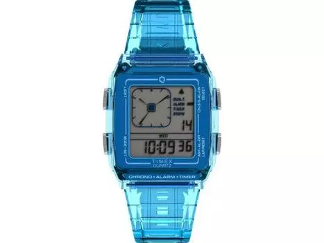 TIMEX QLCA Прозрачный синий циферблат кварцевые часы TW2W45100 прозрачный унисекс для взрослых НОВЫЙ
