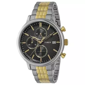 [TIMEX] Timex Chicago CHICAGO черный циферблат нержавеющая сталь минеральное стекло кварцевые часы филиппинский бренд TW2W13300 мужские золотые