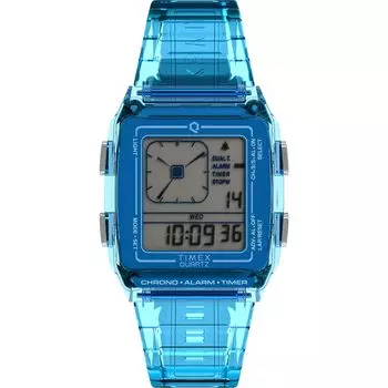 [TIMEX] Timex QLCA Прозрачный синий циферблат из смолы и акрила, кварцевые часы Philippine Watch Brand TW2W45100 Clear