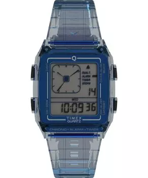 Timex Uni-Q LCA 35mm Watch - Gray Strap Digital Dial Gray Case, Blue/Digital/Blue. , modern