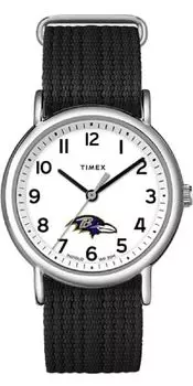 Timex Uni Weekender 38mm Watch with Slip-Through Single Layer Strap, Baltimore Ravens, Weekender 38mm.