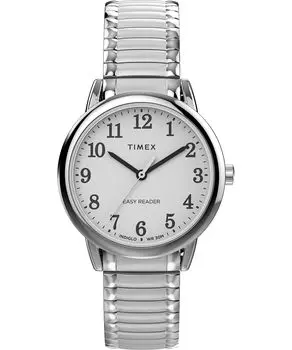 Timex Women s EasyReader Classic 30mm Watch - Silver Tone Extended Band White Dial Silver Tone Case, Silver, Classic