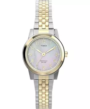 Timex Women s Main Street 25mm Watch - Silver Tone Extended Band Mother of Pearl Dial Silver Tone Case, Two Tone/Mother of Pearl/Two Tone. , dress
