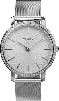 Timex Women s Transcend Celestial 34mm Watch, Silver Tone/Silver, One Size, 34mm Transcend Crystal 3 Hand Mesh Band Watch