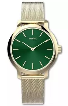 TIMEX Женские часы Timex Hailey TW2W87500 кварцевые 5 АТМ водонепроницаемые минеральное стекло зеленый циферблат латунь [Товар]