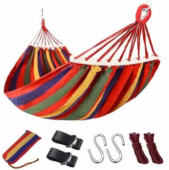 timiland Бесплатно для 1-2 уличных сумок для хранения Деревянный, изготовленный из мягкой хлопчатобумажной ткани Гамак Гамак, стоячий, для помещений, защита от падений, люди, гамак, кемпинг, красный